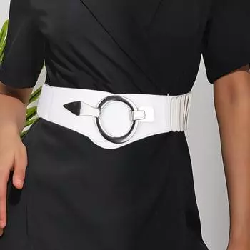 Широкий эластичный пояс для женщин, универсальный, однотонный, эластичный, для платья, пояс из искусственной кожи, сплав верблюд