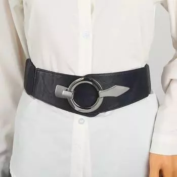 Широкий эластичный пояс Yousheng, женский, универсальный, однотонный, эластичный, для платья, пояс из искусственной кожи с пряжкой из сплава верблюд