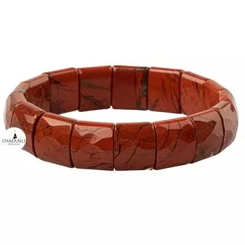 Широкий браслет из натурального камня с узором «елочка» из драконьей яшмы