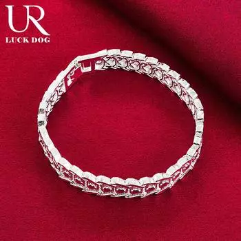 Широкий браслет из стерлингового серебра 925 пробы, модные ювелирные изделия 20CM