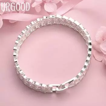 Широкий браслет из стерлингового серебра 925 пробы, модные ювелирные изделия 20CM