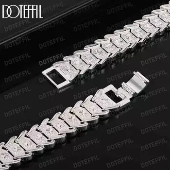 Широкий браслет из стерлингового серебра 925 пробы, модные ювелирные изделия 20CM