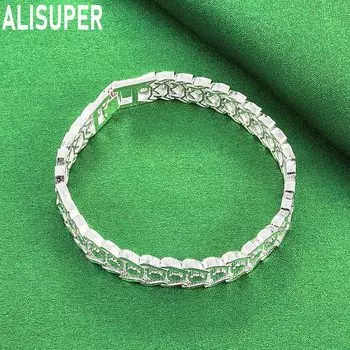 Широкий браслет из стерлингового серебра 925 пробы, модные ювелирные изделия 20CM