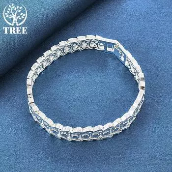 Широкий браслет на запястье из стерлингового серебра 925 пробы, модные ювелирные изделия 20cm