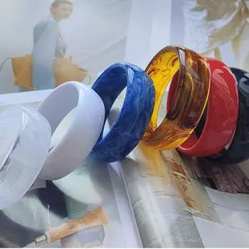 Широкий браслет Smdging в стиле ретро, богемное кольцо на руку, преувеличенный акриловый открытый браслет, подарок синий