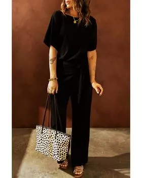 Широкий комбинезон Azura Exchange с поясом XL чёрный