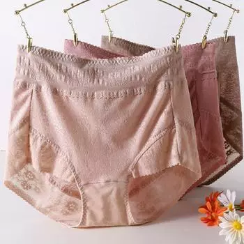 Широкий край с высокой талией трехмерное жаккардовое кружевное боди для женщин удобные треугольные трусики M чёрный