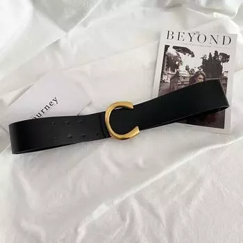 Широкий пояс для женщин с пряжкой в виде подковы, модный декоративный пояс для юбки и пиджака в стиле ретро