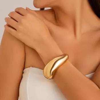 Широкий преувеличенный открытый браслет в европейском американском стиле геометрические браслеты-манжеты подарок Style5-Gold