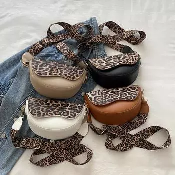 Широкий ремень с леопардовым принтом сумки через плечо для женщин модная дизайнерская сумка через плечо для повседневного использования универсальные женские сумки 24x8.5x15cm чёрный