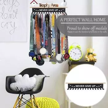 Широко используемая металлическая полка для трофеев с гладкими краями и высокой прочностью, металлическая полка для медалей с крючками, металлический крючок для хранения чёрный
