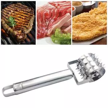 Широко используемый пищевой прочный нержавеющий ролик для размягчения говядины, стейка, свинины, ролик для размягчения мяса серебряный