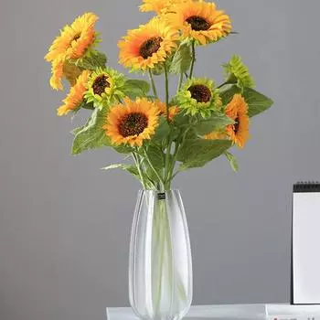 Широко используется высококачественный прочный экологически чистый искусственный цветок, искусственный букет, имитация подсолнуха, искусственное растение E