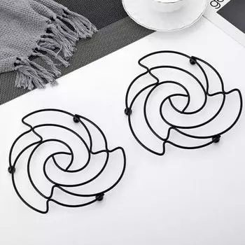 Широко используйте геометрическую подставку для горшка, прочную железную подставку для горячей сковороды с рисунком розы чёрный