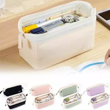 Широко открытый пенал большой емкости, сумка для карандашей, портативная сумка для ручек, школьные принадлежности для студентов, мальчиков и девочек чёрный