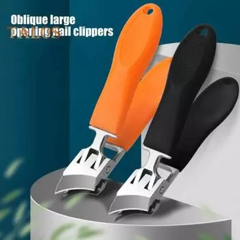 Широко открывающиеся изогнутые кусачки для ногтей для пожилых людей, антиразбрызгивающие наклонные кусачки для ногтей с длинной ручкой и изогнутым лезвием, инструменты для обрезки ногтей S чёрный