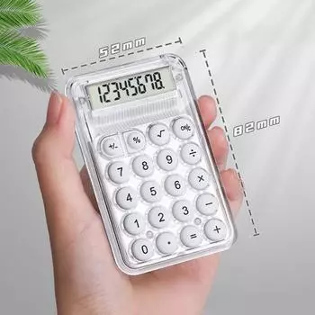 Широкоэкранный мини-калькулятор для студентов, портативный прозрачный электронный калькулятор, силиконовая кнопка цвета конфет