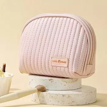 Широкое применение Искусственная кожа Практичная гладкая текстура Водонепроницаемая косметичка Необходимая сумка для хранения Косметичка бежевый