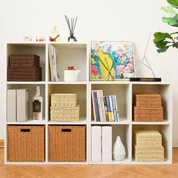 Широкое применение, трехцветная красивая экологически чистая корзина для хранения из ротанга Корзина из ротанга S