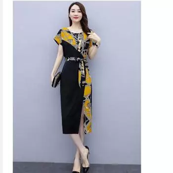 Широкое женское платье, женское летнее платье, новый стиль, талия вашей дамы, тонкая темпераментная летняя юбка M чёрный