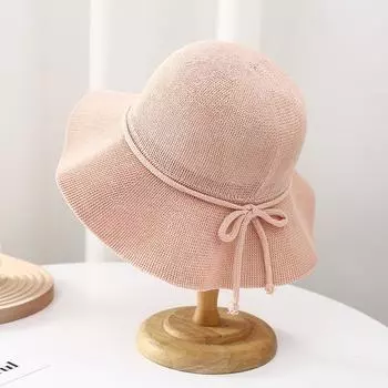 Широкополая шляпа рыбака, закрывающая лицо, для женщин, летняя, корейская версия, универсальная, для путешествий, солнцезащитная шляпа, защита от солнца, плетеная из травы, дышащая M56-58cm розовый