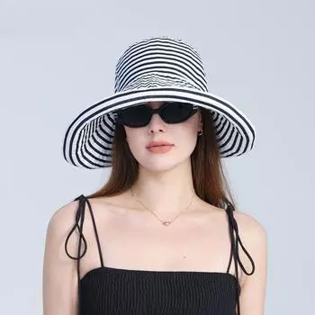 Широкополая шляпа-ведро с защитой от ультрафиолета, повседневная летняя шляпа от солнца для отдыха на природе темно-синий