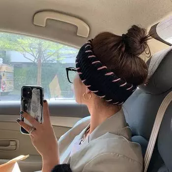 Широкополый головной убор, индивидуальная подгибка, шерстяная широкая повязка на голову, маленькая вязаная повязка на голову, простая цветная повязка для лица чёрный