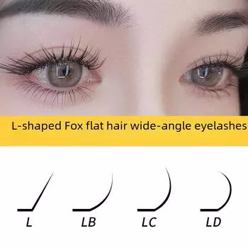 Широкоугольные мягкие ресницы Fox L-образной формы: Китайская красота, одинарные воздушные плоские волосы, LC/LD 0.15LB Curl