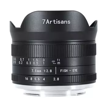 Широкоугольный ручной фиксированный объектив 7artisans Mark II Fisheye для беззеркальной камеры Fujifilm FX 7,5 мм f2,8 APS-C X-T1X-T2 X-T3 X-T20 X-T30 X-E1 X-E2 X-E3