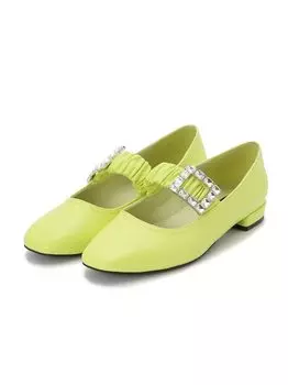 Shirring flat with bijou CWGS232507 LIME cm [Selford] Women s 23.5