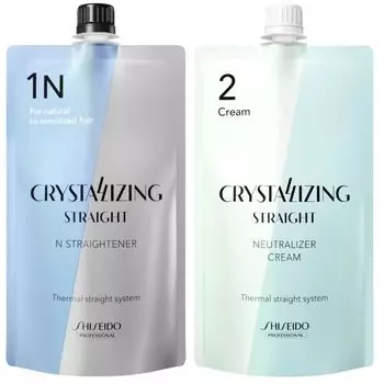 Shiseido Crystallizing Straight N Straightener 1-е средство для волос с низкой и средней степенью повреждения, набор из 2 кремов +