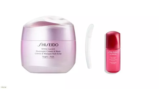 SHISEIDO Selectable Moisturizer Kit Lucent Overnight Cream Cream Eye Cream Serum Маленький размер 10 мл в комплекте Зеленый цветочный аромат Осветляющий