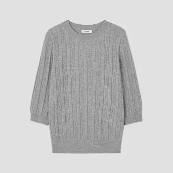 Shismiss Cable Half Sleeve Knit Sskpop11030 Mg MELANGE GRAY/55