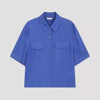 Укороченная льняная рубашка Shismiss Swwsto22010 Bl Blue/55