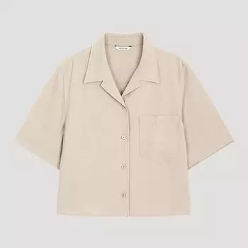 Shismiss Loose Fit Linen Crop Shirt Swwsto21030 Be beige/55