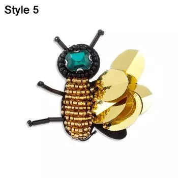 Шитье одежды и ткани Стразы Пчела Нашивки с пайетками Пришивная нашивка Аппликация из кристаллов Style 5(2PCS)