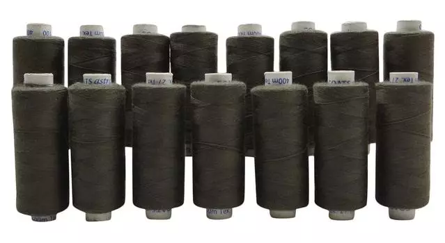 Шить ручной машины Сергер катушки полиэстера оверлокируя поток 400 Мтр 1 Box - 15 Spools 400 Mtr With 3 Ply Each серо-коричневый