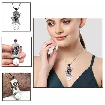 Shiva Shell Tanzanite Gemstone Unisex Women s Silver Jewelry Pendant 2.75