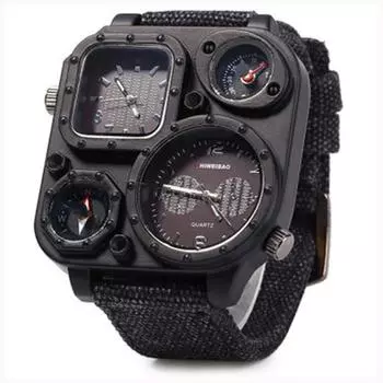 SHIWEIBAO мужские кварцевые часы с большим циферблатом, календарем и стальным браслетом - деловой повседневный стиль чёрный