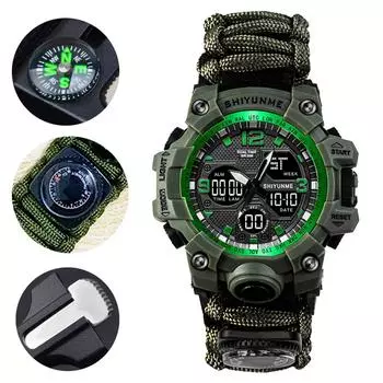 SHIYUNME Военный стиль G светодиодные цифровые наручные часы мужские водонепроницаемые уличные компас термометр спортивные многофункциональные кварцевые часы мужские