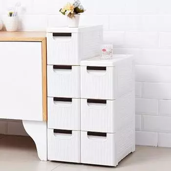 Шкаф для хранения с выдвижными ящиками и невидимыми колесами. Возможность штабелирования. Большая вместимость. Легко выдвигать. Dual Layer