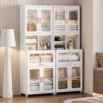 Шкаф для хранения, штабелируемые контейнеры для хранения на колесах, складные ящики для хранения, складные контейнеры для хранения, органайзеры для шкафов и системы хранения M 2layers белый