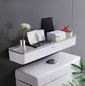 Шкаф для хранения туалета и ванной комнаты, настенное подвесное отверстие, бесплатный многофункциональный артефакт над стойкой для унитаза, белая полка-органайзер серый