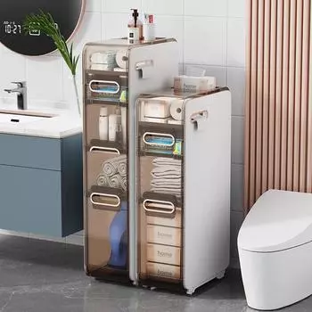 Шкаф для хранения в ванной комнате, широкий, узкий, высокий шкаф для хранения вещей 22 см, водонепроницаемая коническая полка, водонепроницаемый органайзер для хранения туалетной бумаги, органайзер для ванной комнаты S белый