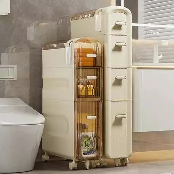 Шкаф для хранения в ванной комнате. Установка стойки для хранения дома. Бесплатный шкаф для хранения туалета. Напольный узкий шкаф. Органайзер для ванной комнаты с водонепроницаемой крышкой. 2 layers белый