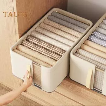 Шкаф для одежды Ящик для хранения одежды Большая вместимость Воздухопроницаемая сетка Прочная складная рама Корзина для хранения брюк Органайзер M серый