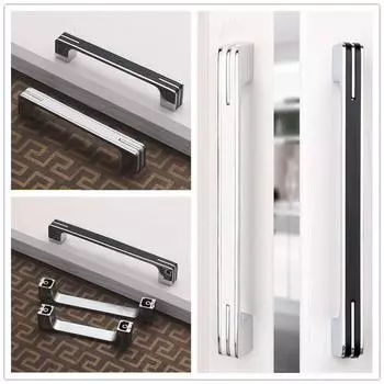 Шкаф из цинкового сплава, современные ручки для кухонных шкафов, хромированные ручки для ящиков, длинные ручки для шкафов для современных дизайнов кухни 160mm