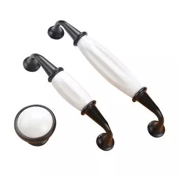 Шкаф Керамическая черная белая ручка Европейская алюминиевая ручка для двери шкафа Ящик Современная минималистская ручка Мебельная фурнитура