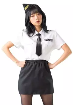 Шкаф Косплей Хэллоуин Белый Полицейский Белый Маскарадный Костюм [Прозрачный Камень] Шелли Женский