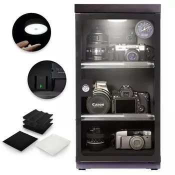 Шкаф Сухой бокс с японской камерой Пельтье Футляр для хранения Объектив для хранения Аналоговый гигрометр Надежная гарантия Полностью автоматическое осушение Плесень